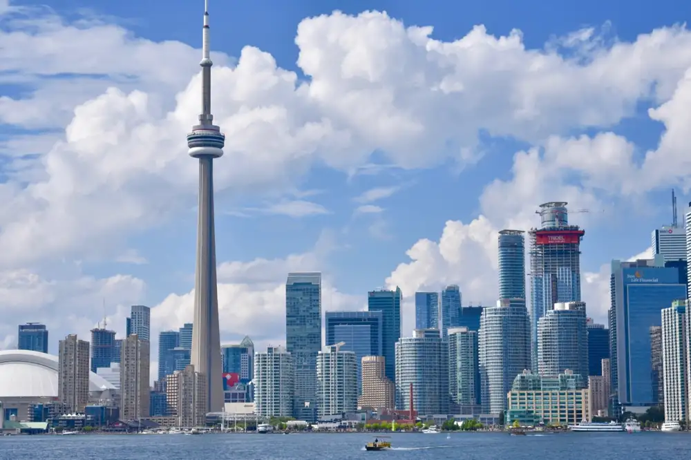 The Toronto skyline from the islands ferry across the lake