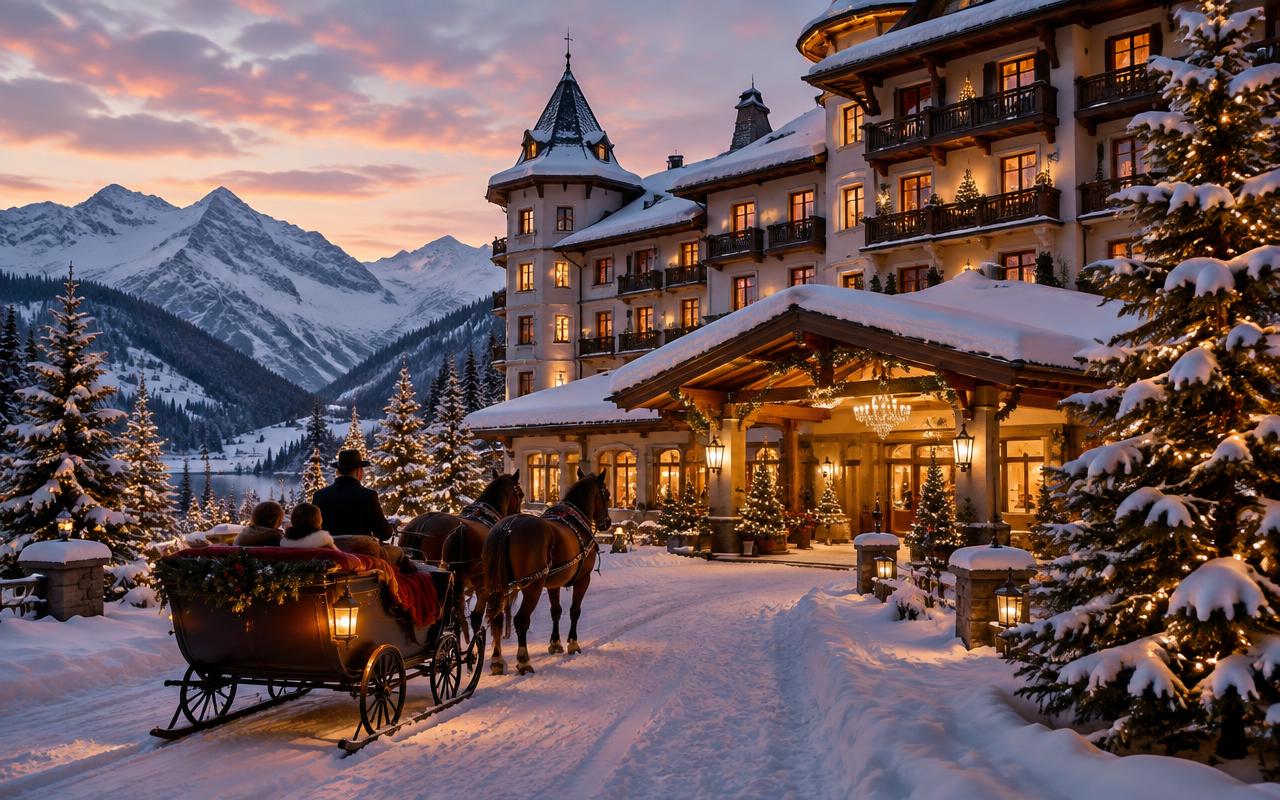 Christmas travel illustration