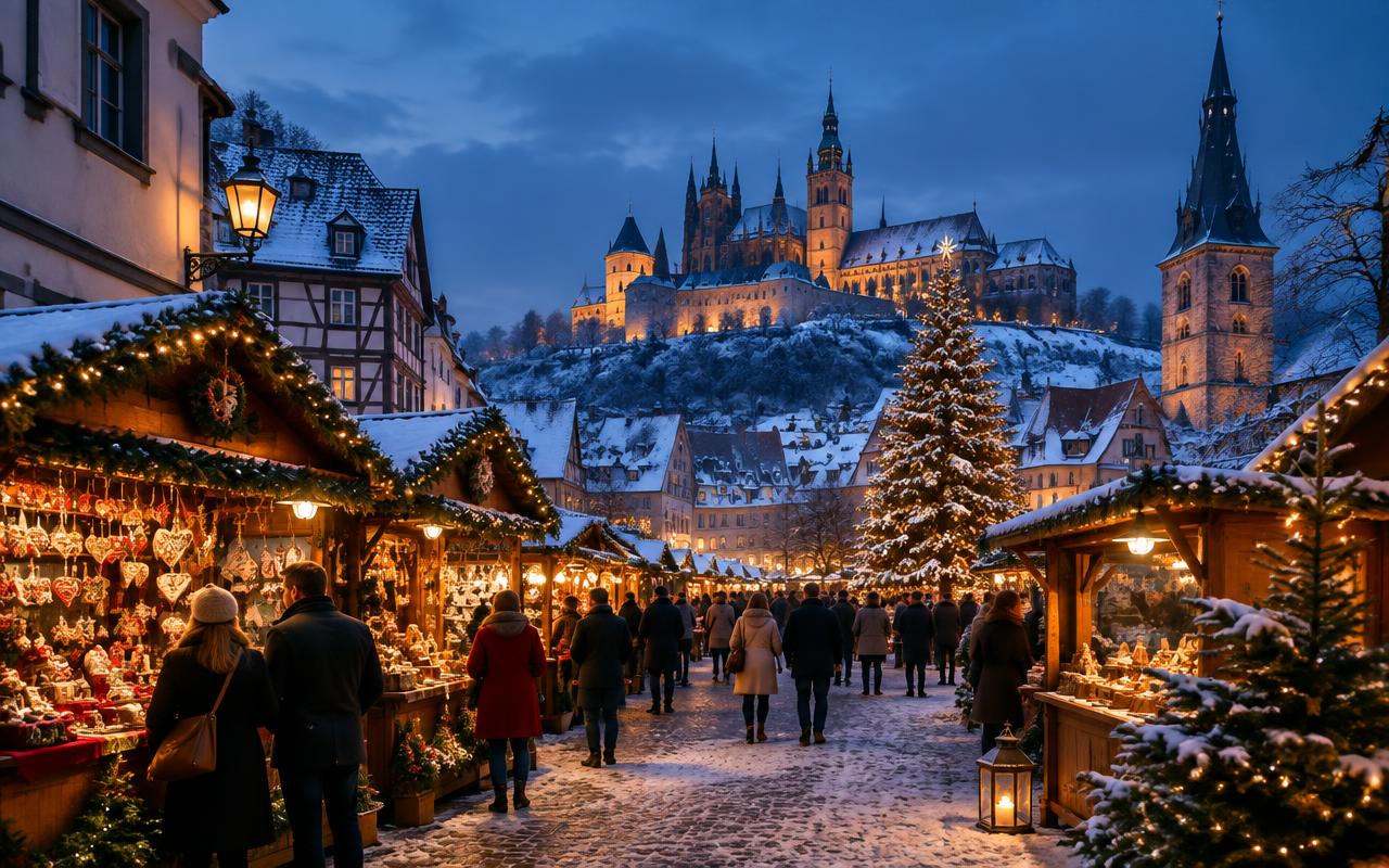 Christmas Markets Season travel illustration