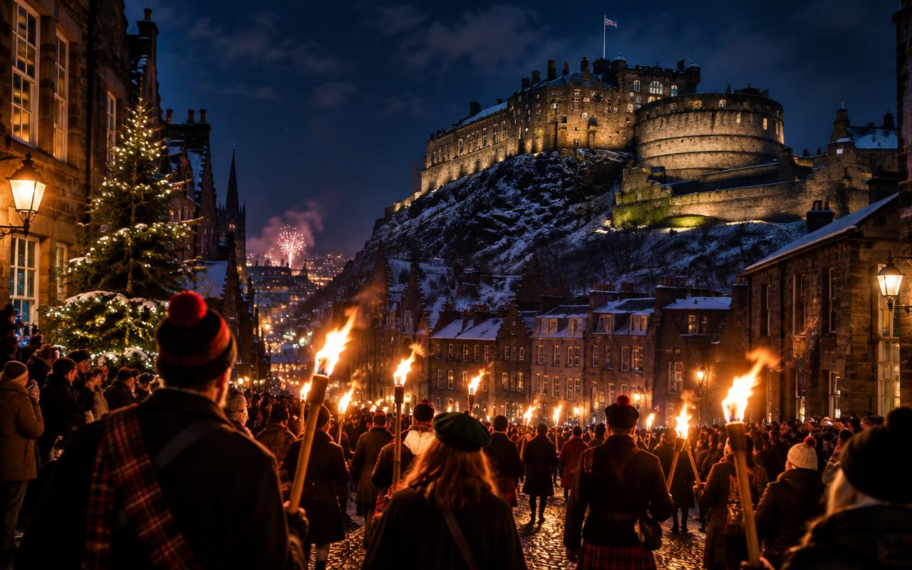 Hogmanay travel illustration