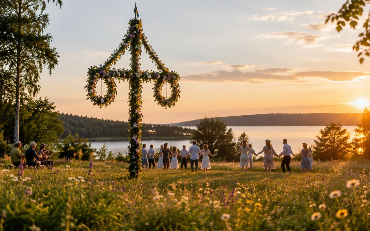 Midsummer travel illustration